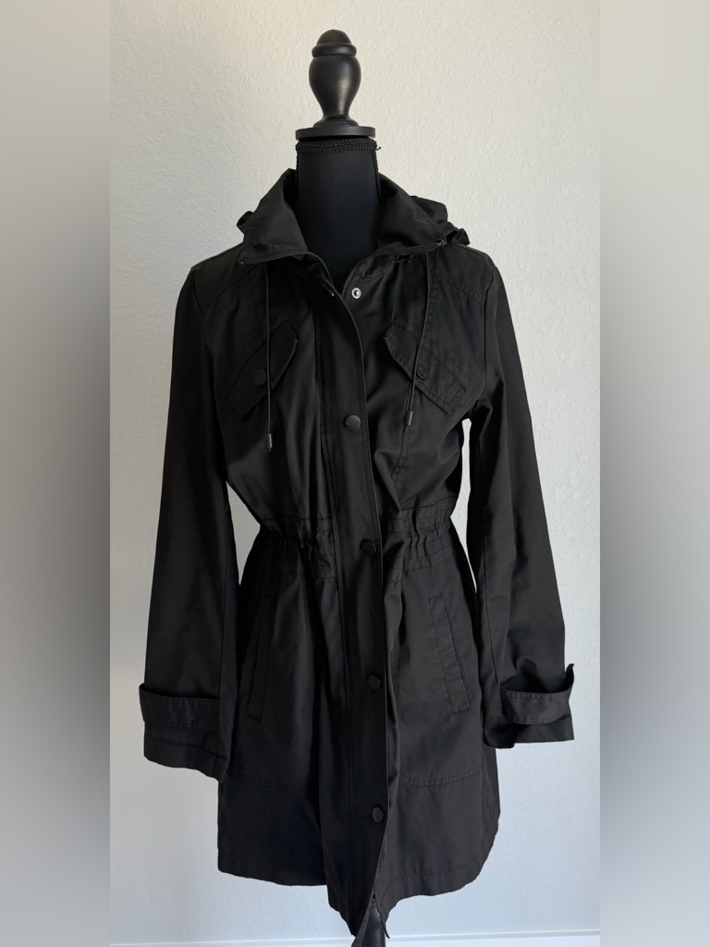 Kenneth Cole‎ Womens Black Classic Trench/Rainy Day Coat, Medium